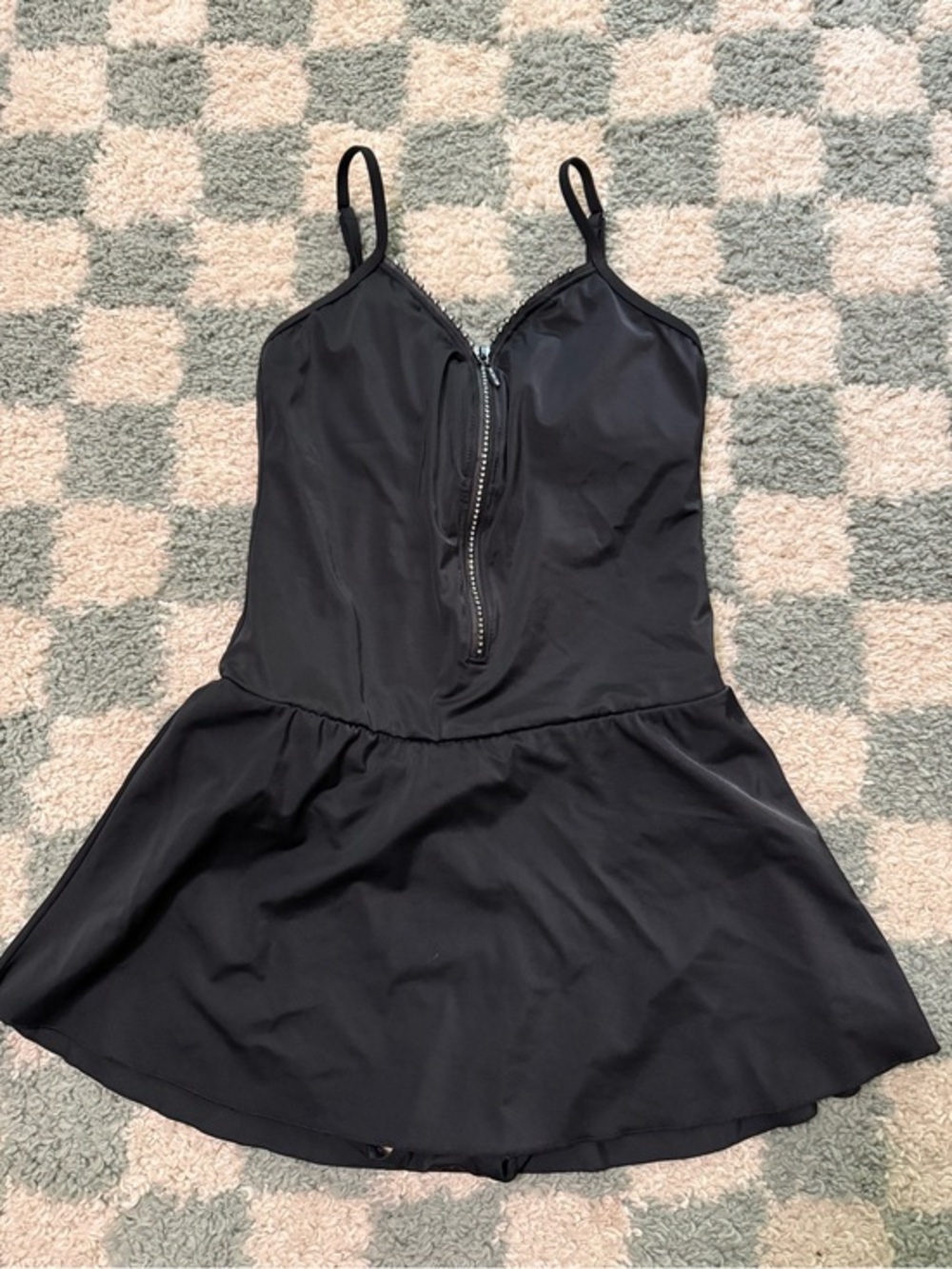 Shape FX Swim NWOT black swimdress jeweled zipper beach modest coverage size 12